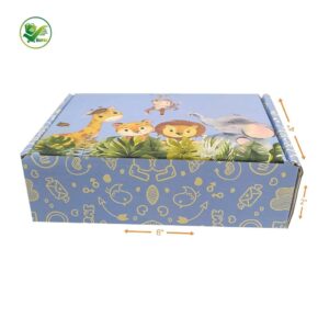 Box Brother Multicolor Pre-Printed Jungle themed Blue Gift Flap Box Size 6x4x2 | 3 Ply Corrugated Boxes