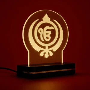Alternative view of Ik Onkar Engraved LED Lamp – A Divine Blend of Light and Spirituality