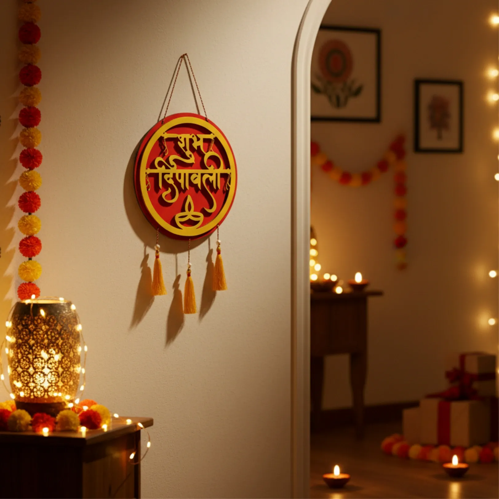 Woodkey Acrylic Shubh Deepavali Wall Hanging – Add Auspicious Charm to Your Festive Decor - Image 3