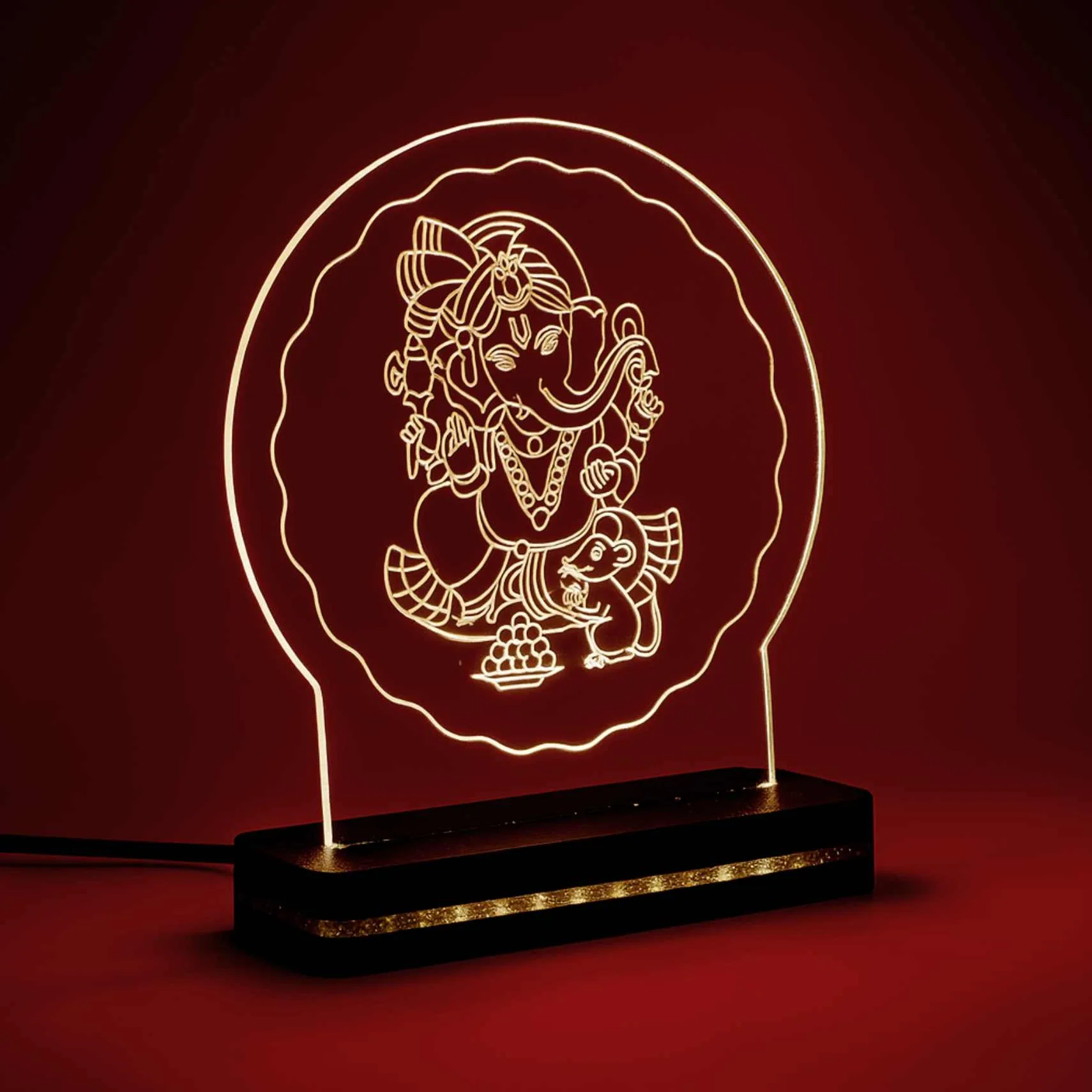 Ganesha Engraved LED Lamp – Spiritual Glow for Your Home Décor - Image 3