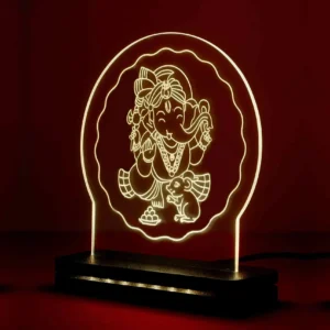 Alternative view of Ganesha Engraved LED Lamp – Spiritual Glow for Your Home Décor