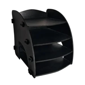 Woodkey A4 Desk File Tray Organizer – 4-Tier Document Holder | Matte Black Finish | Professional Office & Study Use