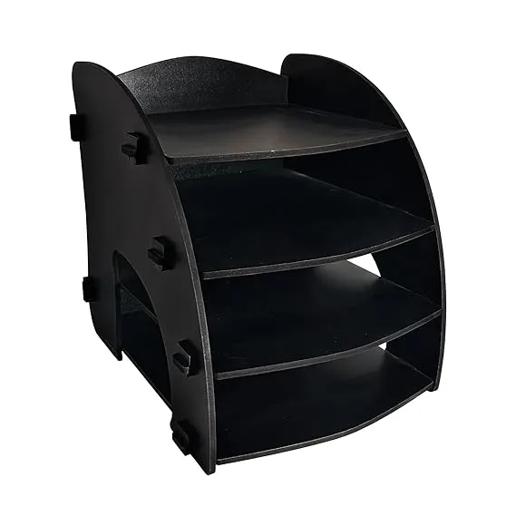 Woodkey A4 Desk File Tray Organizer – 4-Tier Document Holder | Matte Black Finish | Professional Office & Study Use