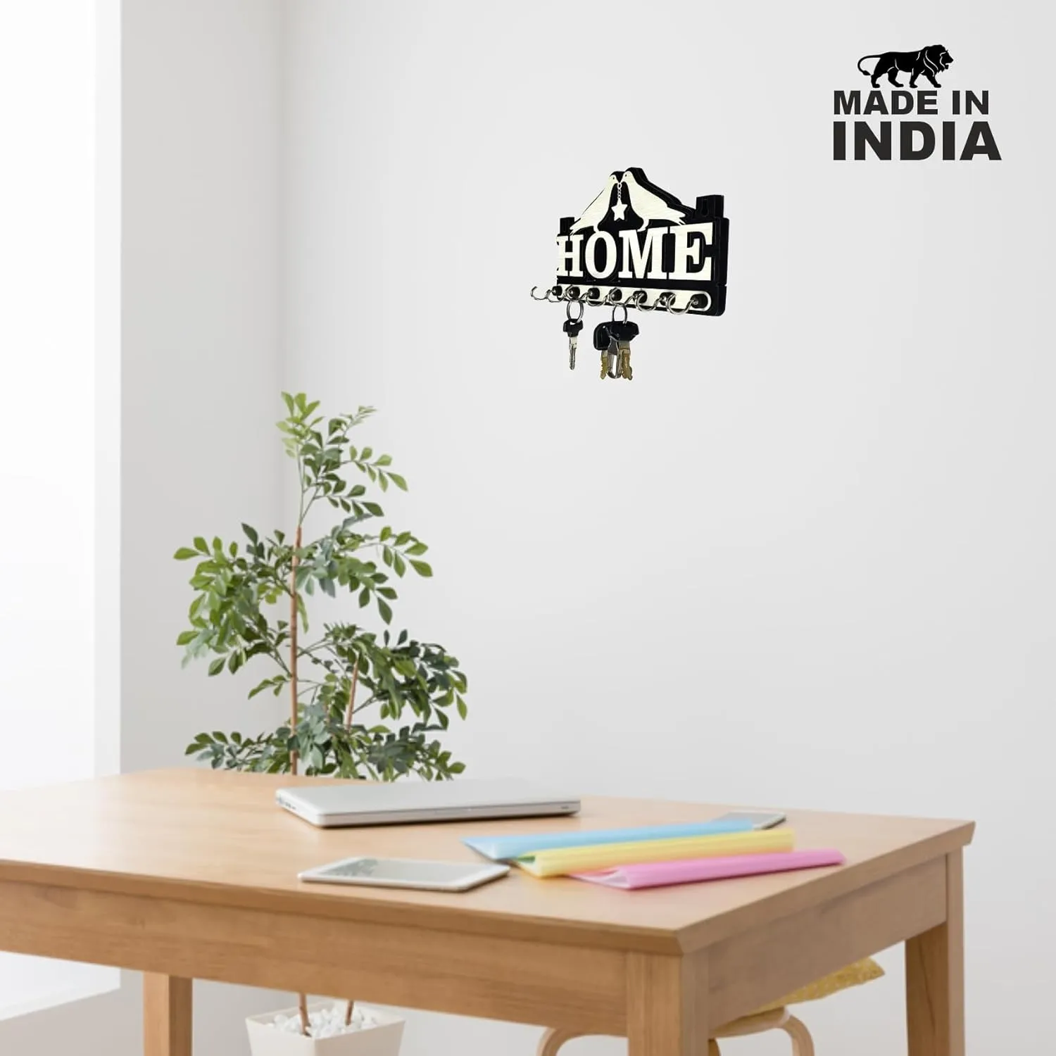 Woodkey Wooden Key Holder for Wall | Decorative Home Key Stand with 7 Hooks | Stylish Wall Hanging Key Organizer Rack for Keys & Small Accessories - Image 3