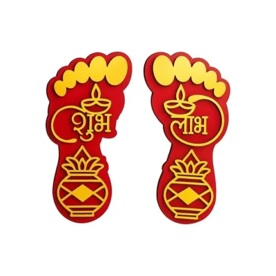 Woodkey Lakshmi Charan Paduka for Entrance – The Auspicious Shubh Labh Decoration for Your Home
