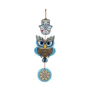 Woodkey Owl Hamsa Evil Eye Wall Hanging –  MDF Decor with Mandala Design for Vastu, Protection & Positive Energy | Handmade Spiritual Wall Art for Home, Office & Entryway