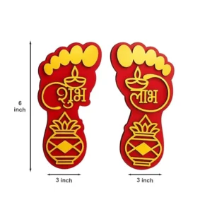 Alternative view of Woodkey Lakshmi Charan Paduka for Entrance – The Auspicious Shubh Labh Decoration for Your Home