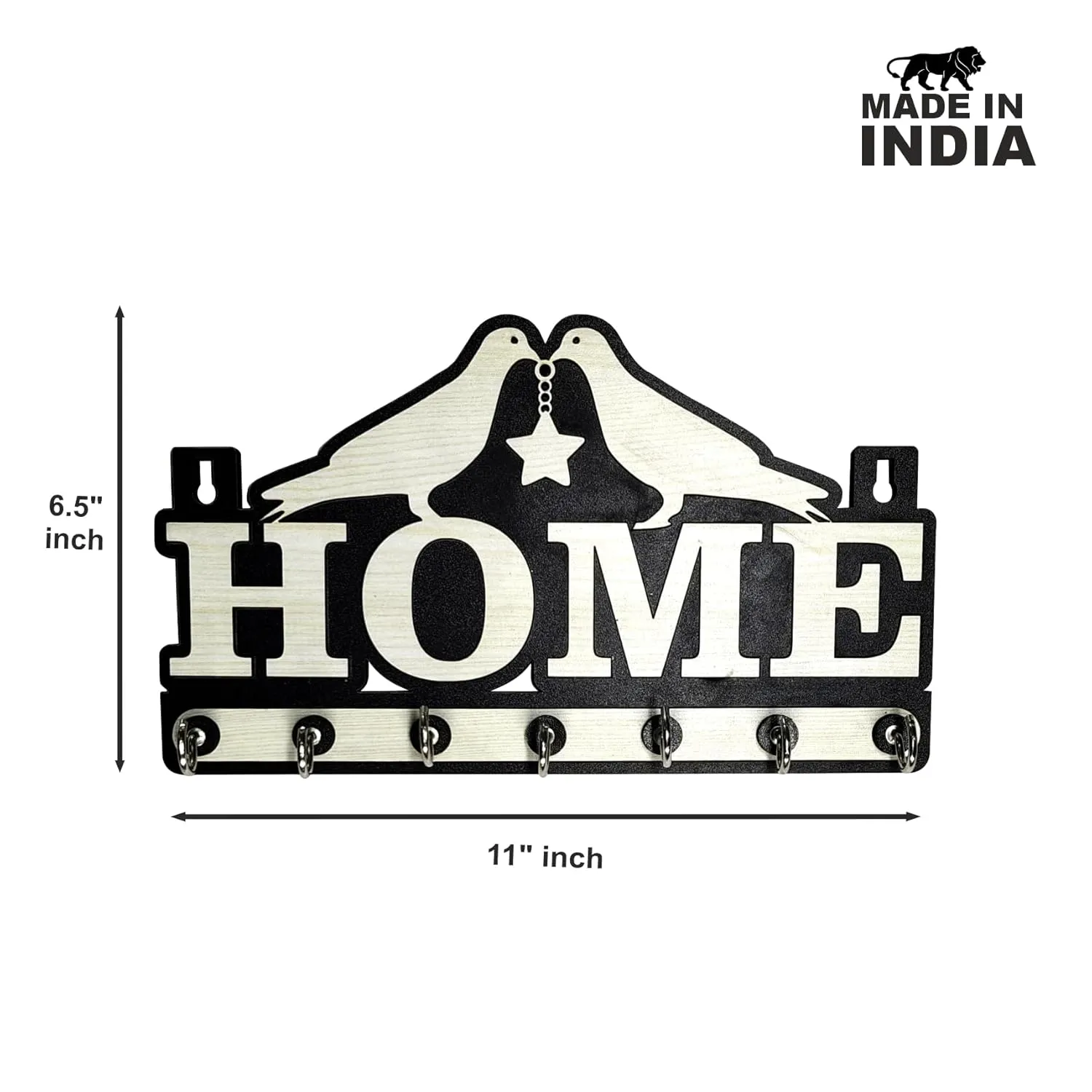 Woodkey Wooden Key Holder for Wall | Decorative Home Key Stand with 7 Hooks | Stylish Wall Hanging Key Organizer Rack for Keys & Small Accessories - Image 4