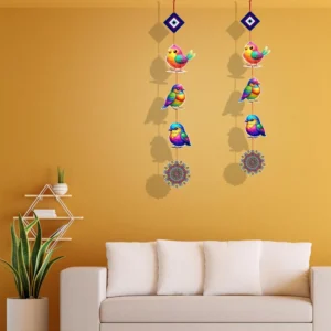 Alternative view of Woodkey Colorful Bird Hanging Wall Décor – 3-Bird Wooden String Hanging for Balcony, Entrance & Kids Room | Eco-Friendly Handcrafted Wall Art