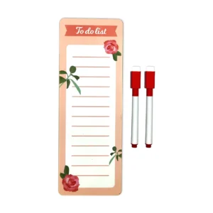 Woodkey Magnetic To-Do List Fridge Pad with Marker – Reusable Daily Planner for Fridge, Almirah & Washing Machine | Dry Erase Memo Board (Floral Design)
