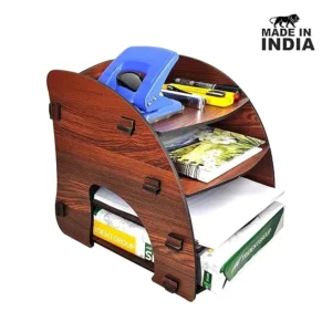 Alternative view of Woodkey A4 Desk File Tray Organizer – 4-Tier | Rolex Darkwood Finish | Elegant Office & Study Storage Solution