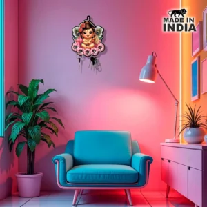 Alternative view of Woodkey Krishna Wooden Key Holder for Wall | Baby Krishna Decorative Wooden Key Stand with 5 Hooks | Spiritual Wall Hanging Key Organizer for Home & Office