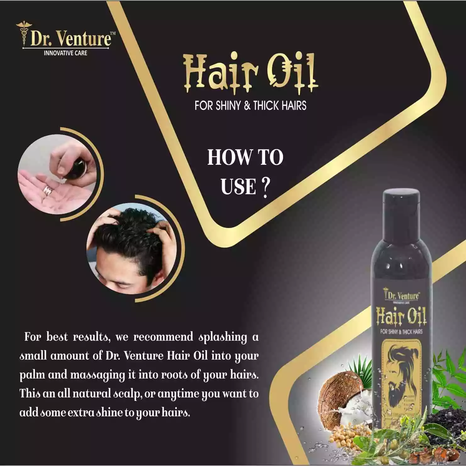 Dr. Venture Hair& Shiny & Thick, Moustache Hairs Oil 100 ml & Beard Growth Oil 30 ml Bundle for Stunning Results. - Image 3
