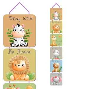 Alternative view of Woodkey Animal Wall Hanging for Kids Room | Wooden Decor with Jungle Quotes – Cute Animal Theme Gift for Baby Rooms & Birthday Returns