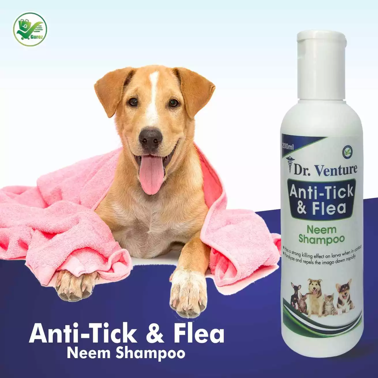 Dr Venture Natural Neem with Aromatic Oil for Anti-Itching, Insect Repellent Anti-Tick and Flea Dog and Cat Shampoo 200 ml Pack of 2 - Image 3