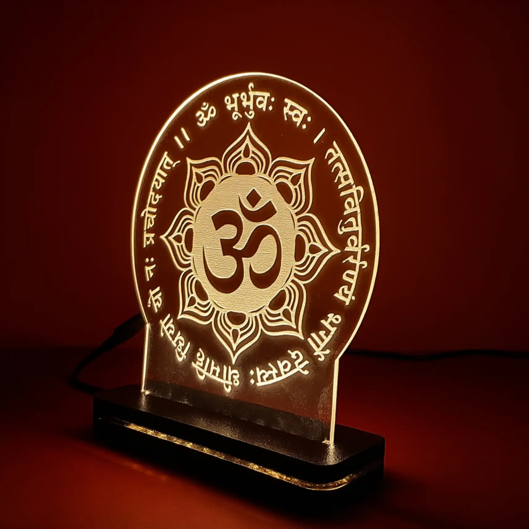 Engraved Om LED Lamp – A Sacred Glow for Modern Homes - Image 2
