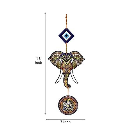 Woodkey Elephant Evil Eye Wall Hanging with Ganesha Symbol – Handmade MDF Decor for Protection, Positivity & Vastu | Decorative Art Piece for Home, Door & Office - Image 4