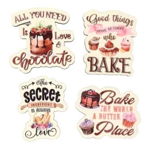 Woodkey Fridge Magnets Set of 4 – Cute Kitchen & Home Decor for Refrigerator, Washing Machine & Almirah | Ideal for Gifting | Baking Quotes Design