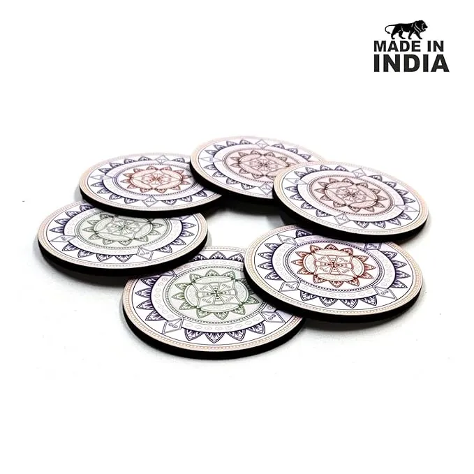 Set – 6 Elegant Tea & Coffee Coasters with Stand | Monochrome Pastel Design | Eco-Friendly Gift - Image 2