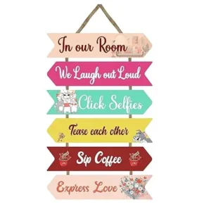 Woodkey In Our Room Wall Hanging | Fun MDF Decor for Bedroom, Hostel, Study & Office | Ideal Birthday & Return