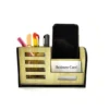 Woodkey Multipurpose Wooden Desk Organizer for Office & Home | Pen Stand with Mobile Holder & Visiting Card Slot – Intal beech Finish