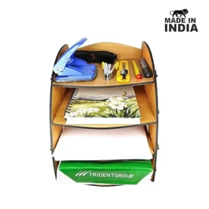 Alternative view of Woodkey 4-Tier Wooden Desktop File Organizer – A4 Document Tray | Bavarian Beech Finish | Office, Study & Home Use | Eco-Friendly MDF File Rack – Made in India