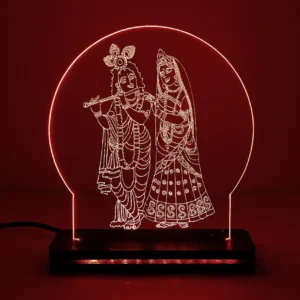 Radha Krishna Engraved LED Lamp – A Divine Touch of Love & Light for Your Home