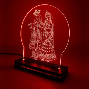 Alternative view of Radha Krishna Engraved LED Lamp – A Divine Touch of Love & Light for Your Home