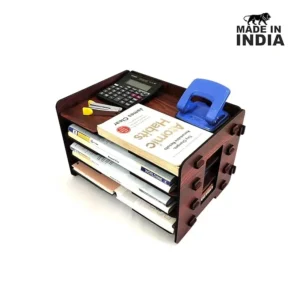 Alternative view of Woodkey A4 Desk File Tray Organizer – 4-Tier | Rolex Darkwood Finish