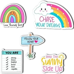 Alternative view of Woodkey Self-Love Motivational Fridge Magnets – Set of 5 | Rainbow Quotes for Daily Affirmation & Positivity | Decorative & Cute Fridge Decor for Home & Office
