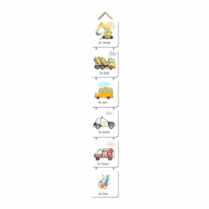 Woodkey Vehicle Wall Hanging for Kids | Wooden Room Decor with Motivational Quotes – Return Gift for Boys, Toddlers & Birthday Gifting