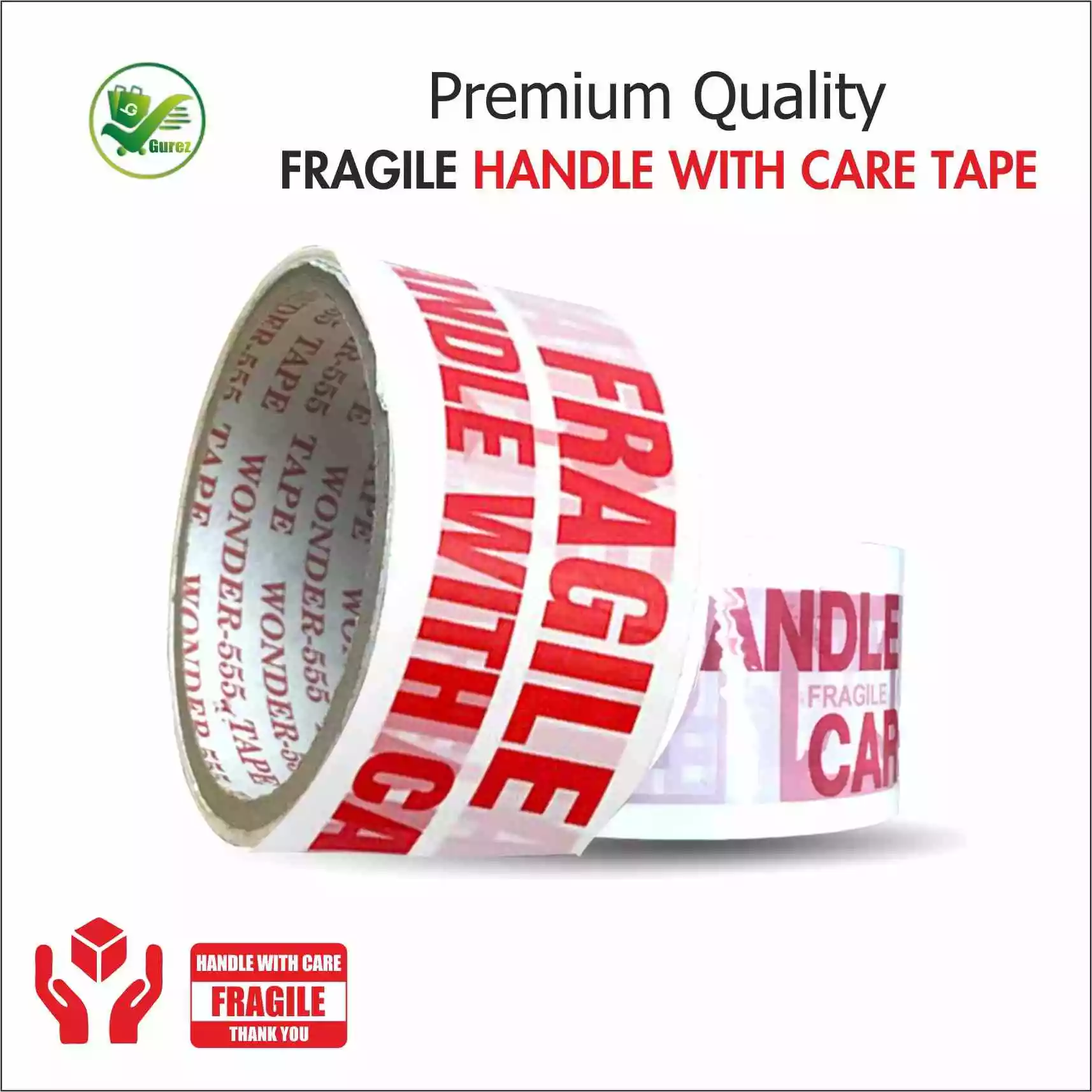 Box Brother Cello Tape 2 Inch 60 mtr | Printed Packaging Tape | Handle with Care Fragile Tape Printed - Image 2