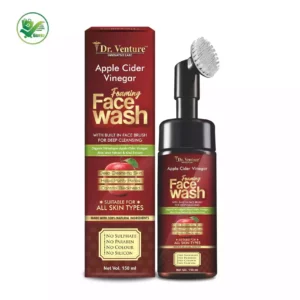Dr. Venture Apple Cider Vinegar Foaming Face Wash has organic certified himalayan apple cider vinegar and is free of parabens, sulfates, silicones, and colors. It also has a built-in brush. - Face Wash, 150 mL (150 ml)
