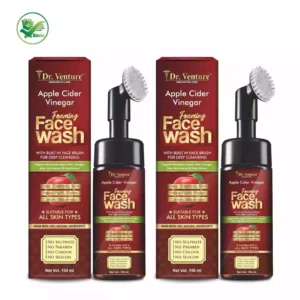 Dr. Venture Apple Cider Vinegar Foaming Face Wash has organic certified himalayan apple cider vinegar and is free of parabens, sulfates, silicones, and colors. It also has a built-in brush. - Face Wash, 150 mL Pack of 2 (150 ml)