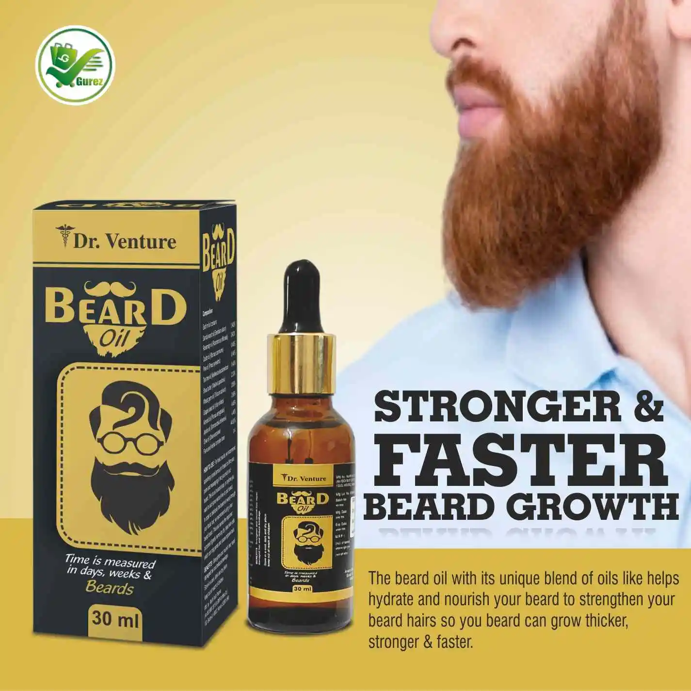 Dr. Venture Hair& Shiny & Thick, Moustache Hairs Oil 100 ml & Beard Growth Oil 30 ml Bundle for Stunning Results. - Image 4
