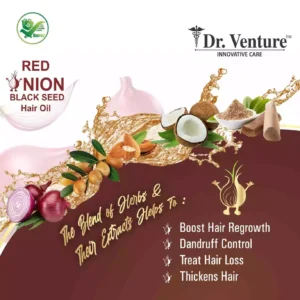 Alternative view of Dr. Venture Onion Hair Oil Made With Onion Black Seed Oil Blend And Cold Pressed Essential Oils Control Dandruff, Reduce Hair Fall, and Nourish Your Hair Naturally - 200 ml Hair Oil
