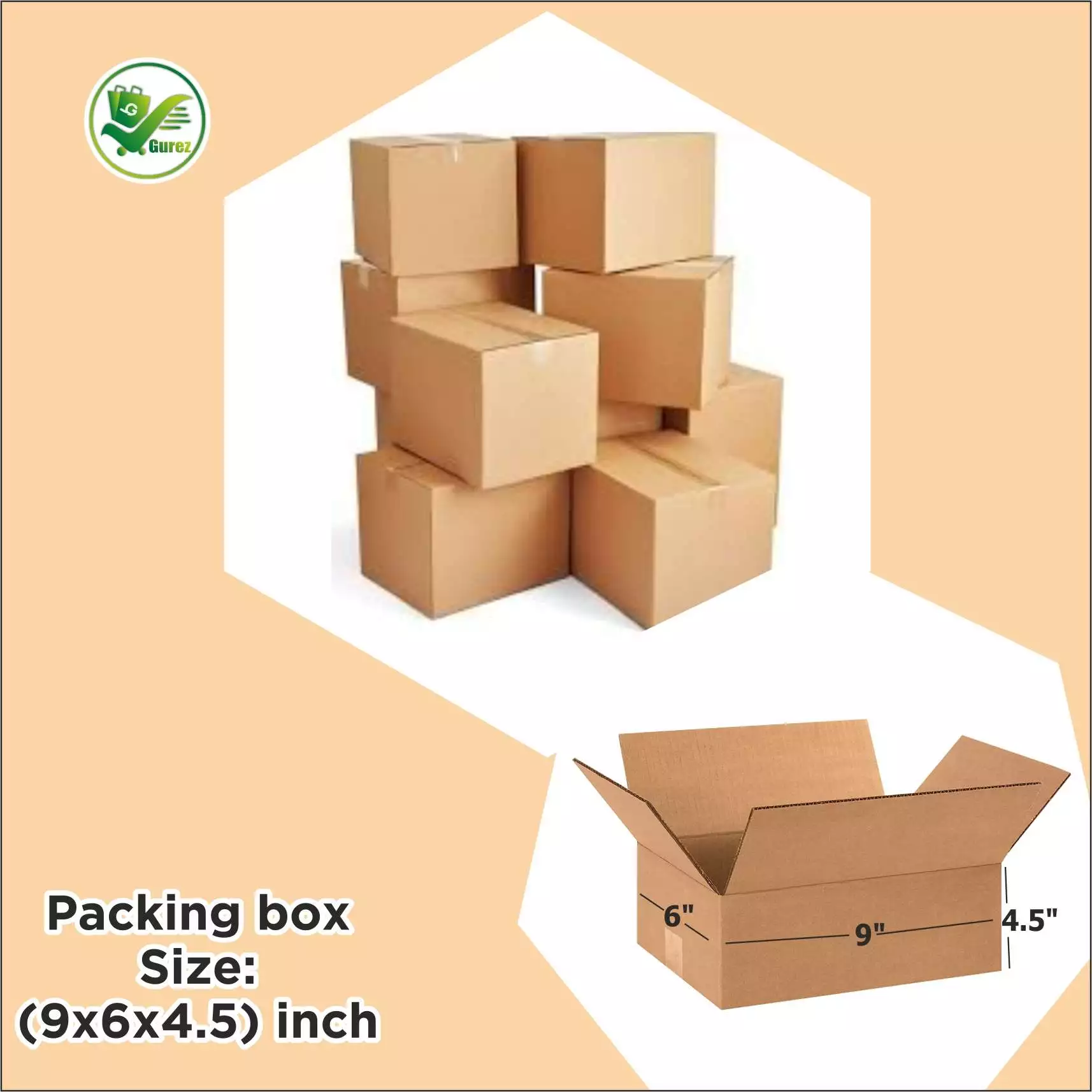 Box Brother3 Ply Corrugated Cardboard Box Size: 9X6X4.5 Length 9 inch Width 6 inch Height 4.5 inch Shipping Courier Box - Image 4