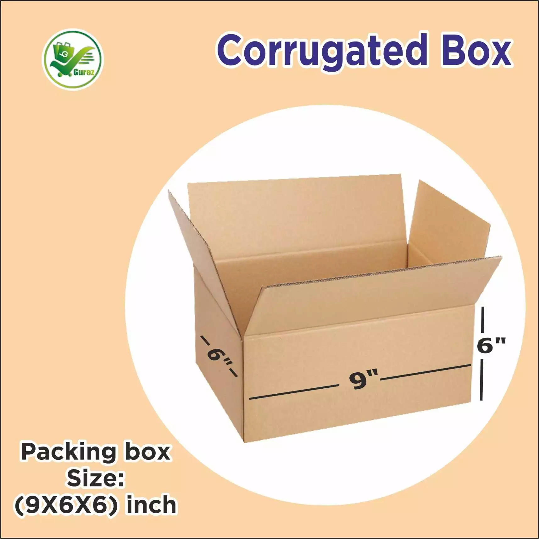 Box Brother 3 Ply Corrugated Cardboard Box Size: 9X6X6 Length 9 inch Width 6 inch Height 6 inch Shipping box Courier Box