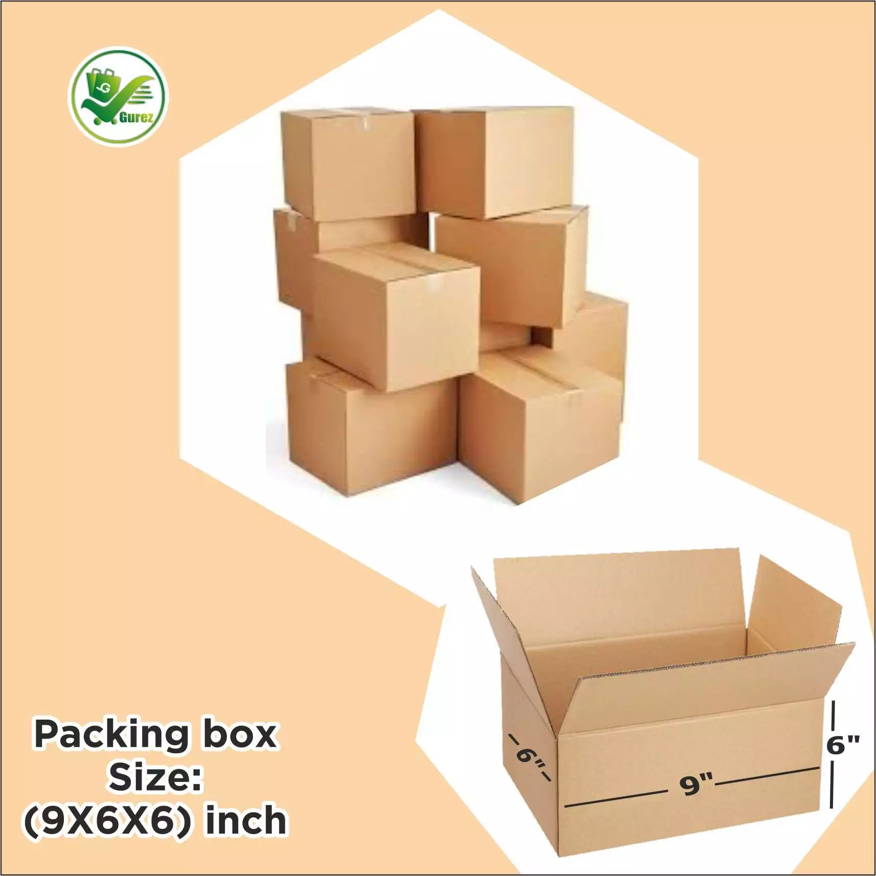 Box Brother 3 Ply Corrugated Cardboard Box Size: 9X6X6 Length 9 inch Width 6 inch Height 6 inch Shipping box Courier Box - Image 3