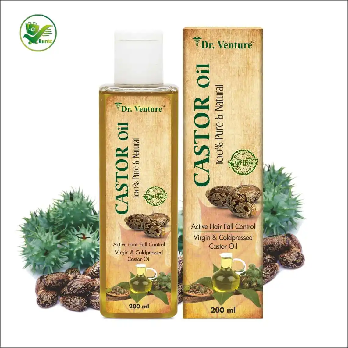 Dr. Venture Pure & Natural Premium Cold Pressed Castor Oil, 200 ml Pack of 1