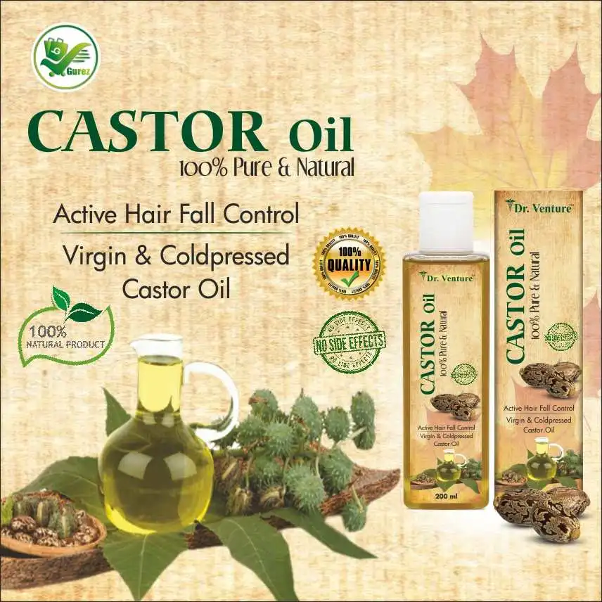Dr Venture Castor Oil 100% Pure & Natural Premium Cold Pressed Castor Oil For Control Active Hair Fall Moisturizers Dry Skin Face Cleanser And Healthy For Nails Eyelash Virgin Grade 200 ml Pack of 2 - Image 2