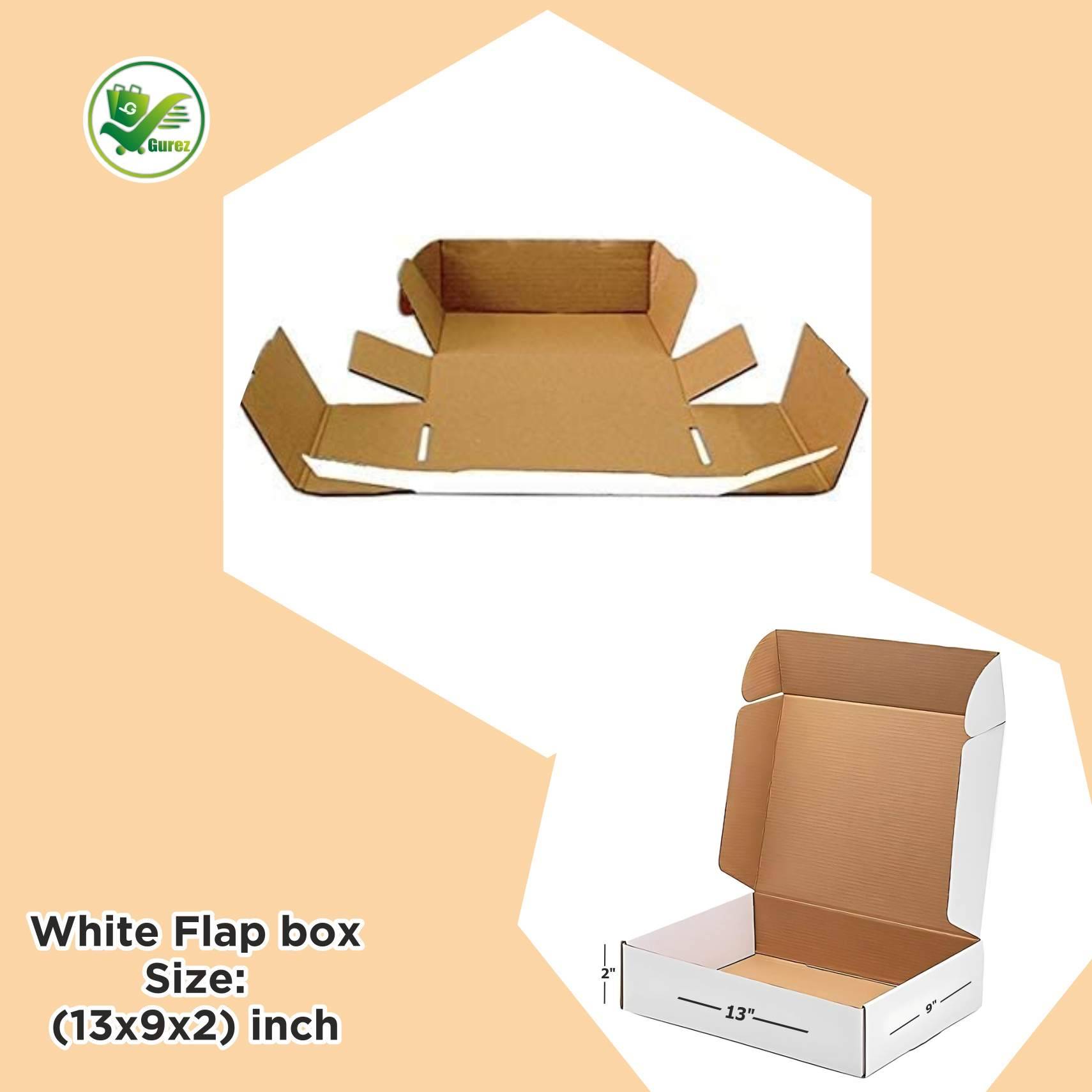 Box Brother 3-Ply White Flap Box 13x9x2 inches | Durable & Eco-Friendly Packaging - Image 2