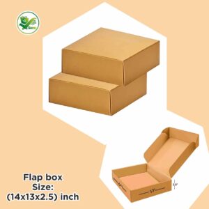 Alternative view of Box Brother 3-Ply Brown Flap Box 14X13X2.5 inches, Shipping Box Courier Box