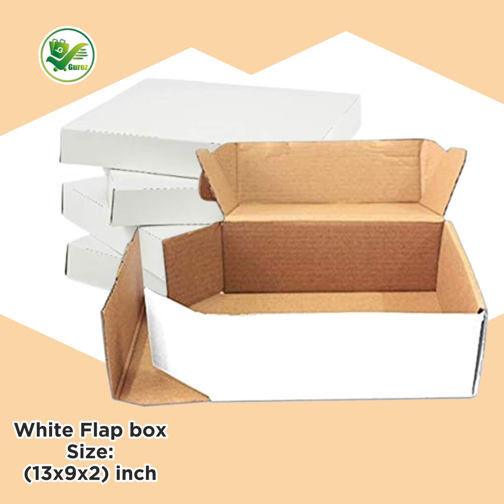 Box Brother 3-Ply White Flap Box 13x9x2 inches | Durable & Eco-Friendly Packaging - Image 3