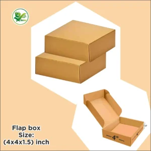 Alternative view of 3-Ply Brown Flap Box 4x4x1.5 Inch – Durable, Eco-Friendly Corrugated Packaging | Custom Printed Small Shipping Box