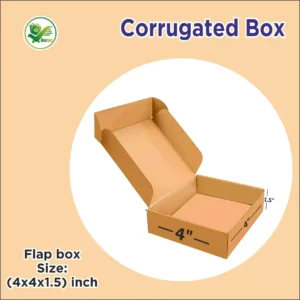 3-Ply Brown Flap Box 4x4x1.5 Inch – Durable, Eco-Friendly Corrugated Packaging | Custom Printed Small Shipping Box