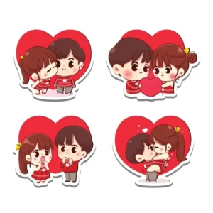 Woodkey Cute Couple Fridge Magnets Set of 4 | Romantic Love Stickers for Wardrobe, Washing Machine – Gift for Couples & Anniversaries