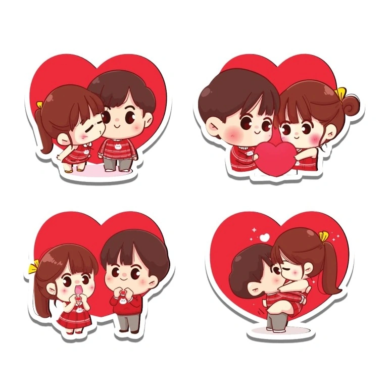 Woodkey Cute Couple Fridge Magnets Set of 4 | Romantic Love Stickers for Wardrobe, Washing Machine – Gift for Couples & Anniversaries