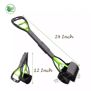 GUREZ Poop Scooper for Dogs and Cats, Pet Waste Potty Picker Folding with Portable Long Handle, Large Size 24 Inches, Suitable for All Pets