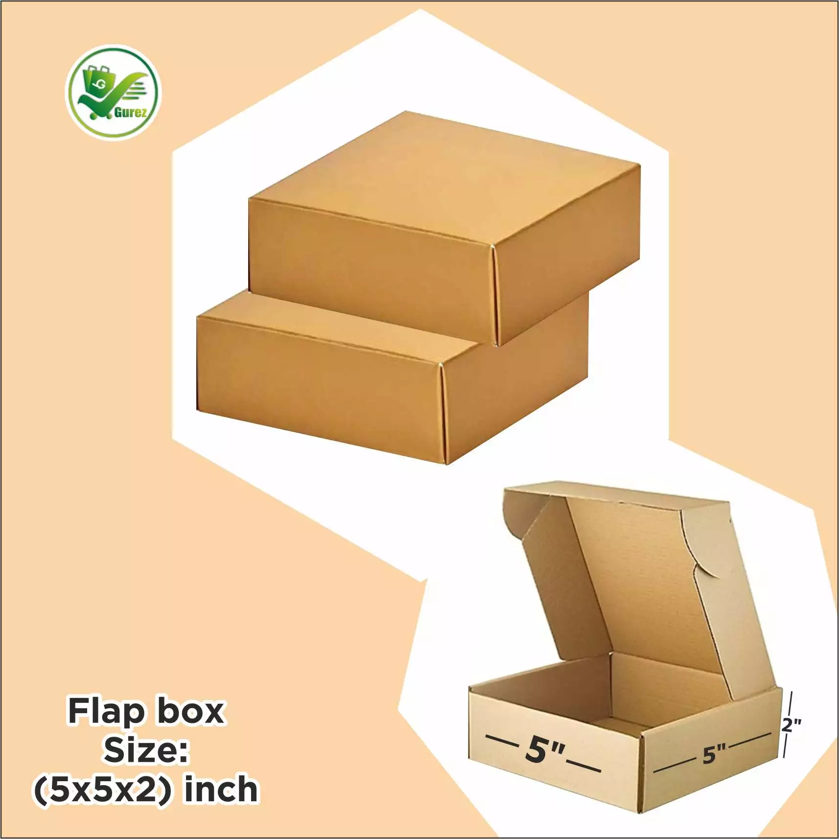 Box Brother 3 Ply Brown Corrugated Flap Packaging Box Size: 5x5x2 Length 5 inch Width 5 inch Height 2 inch 3Ply Corrugated Packaging Box - Image 4